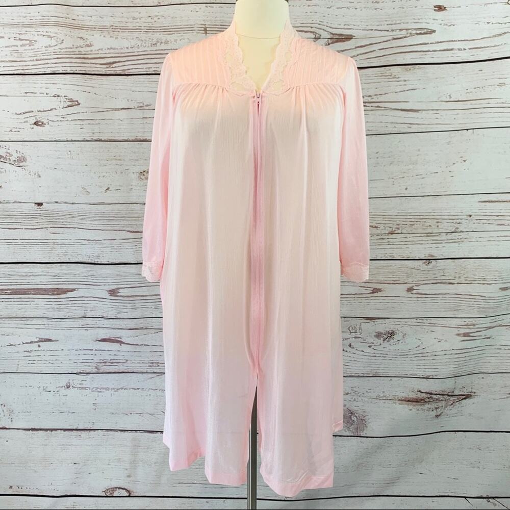 Gossard pink vintage robe nightgown silky